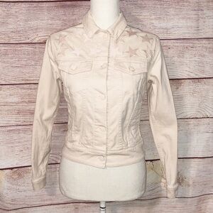 LuLaRoe Harvey Blush Pink Star Jean Jacket Size XXS